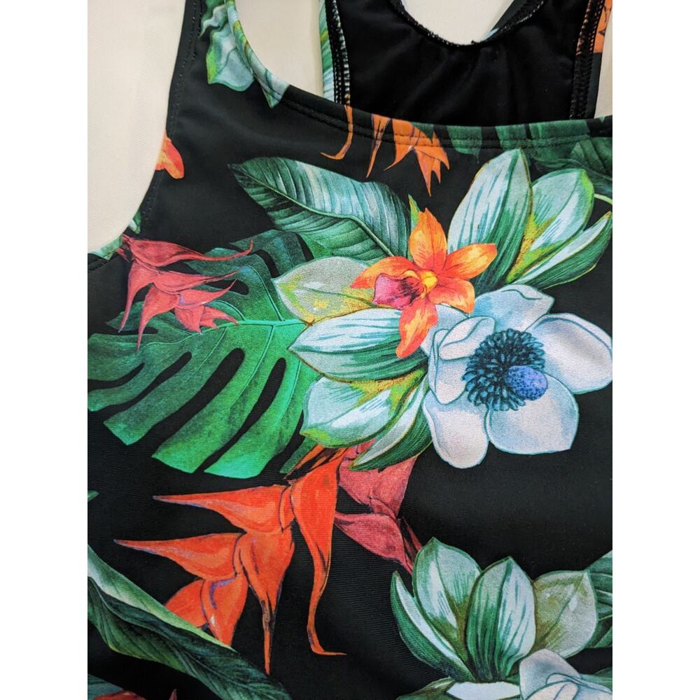L Large Next High Neck Sports Bra Blue Hawaii Floral Flower New Nwt - Picture 5 of 6